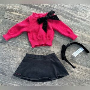 American Girl red Sweater and black skirt with headband